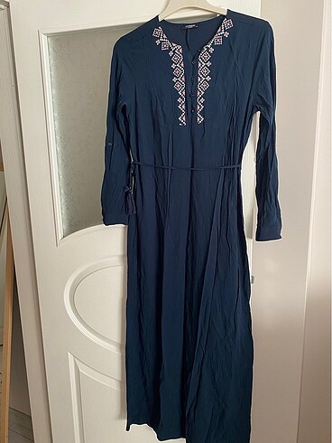 LC Waikiki Lacivert Elbise Nefes Alan Kumaş Polyester Değil
