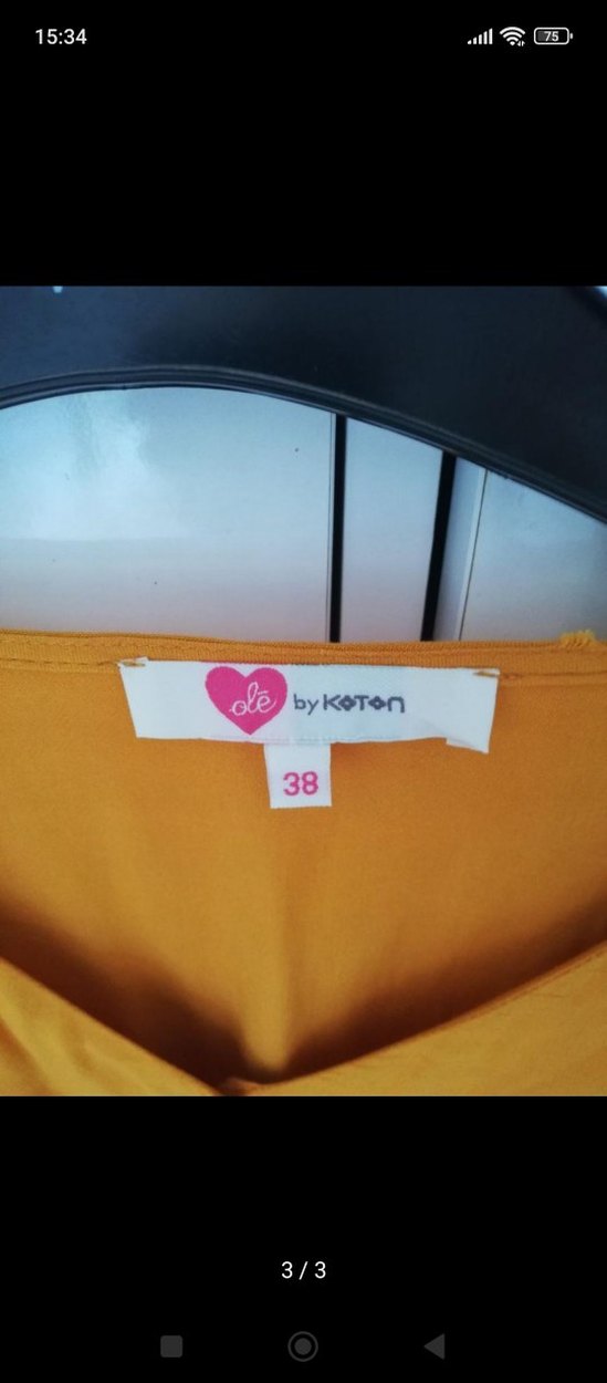 Sarı V Yaka Uzun Kollu Keten Gömlek - Görsel 3