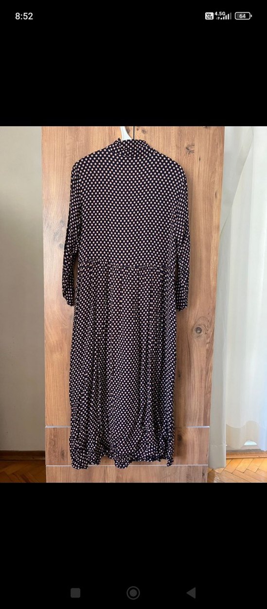 Düğmeli Uzun Kollu Bohem Uzun Elbise - Görsel 4