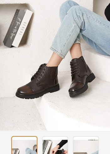 Kahverengi Deri Bağcıklı Erkek Botları - Görsel 2