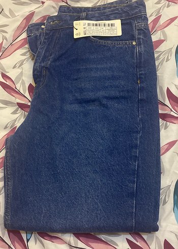 Düğmeli Koyu Mavi Bağlama Desenli Kadın Midi Jean