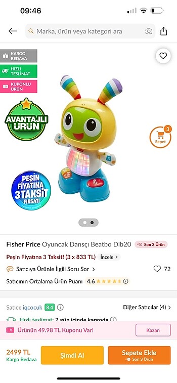  Beden Renk Fisher price büyük dansçı beatho