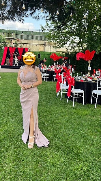 Omuz Askı Detaylı Drapeli Uzun Abiye