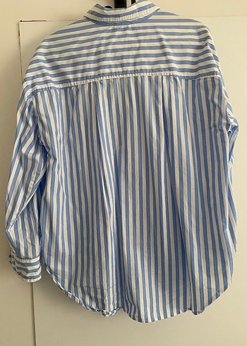 Mavi Çizgili kadın Gömlek - Görsel 3