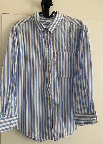 Mavi Çizgili kadın Gömlek - Görsel 2