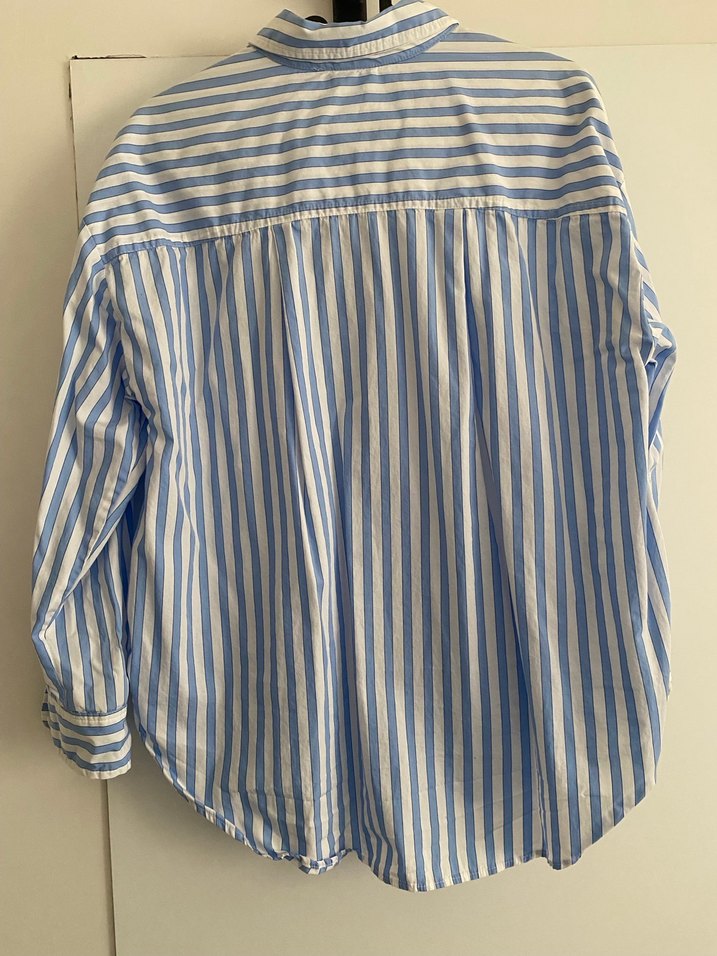 Mavi Çizgili kadın Gömlek - Görsel 3