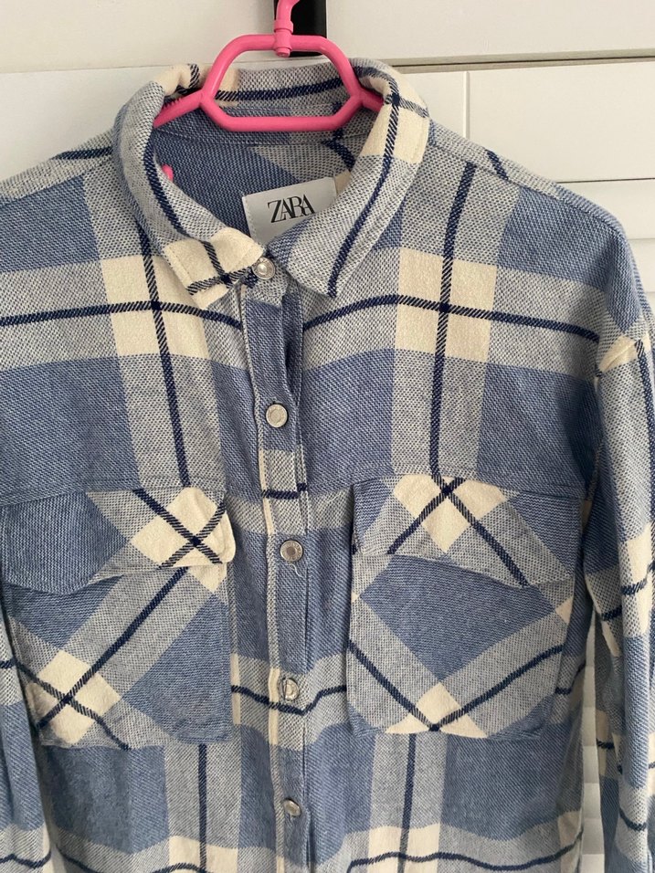 Gri Mavi Kareli Uzun Kollu oduncuGömlek - Görsel 2