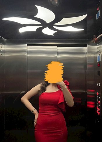 Diğer Kırmızı Tek Omuz Midi Elbise