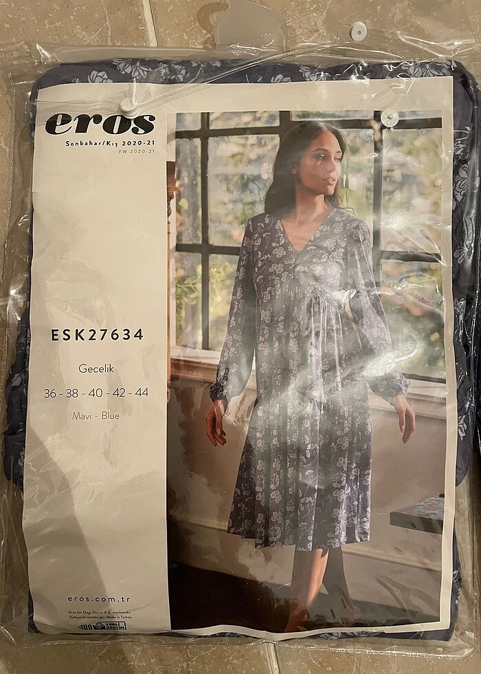 Eros Mavi desenli elbise 44 Beden - Görsel 2