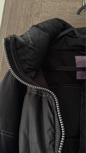 m Beden siyah Renk Pull and Bear kadın siyah crop mont