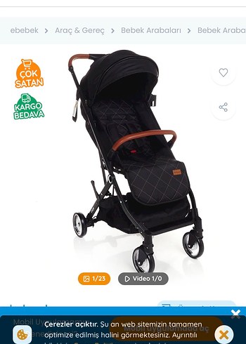 Siyah Katlanabilir Bebek Arabası