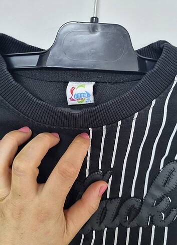 11-12 Yaş Beden siyah Renk Siyah çocuk sweatshirt