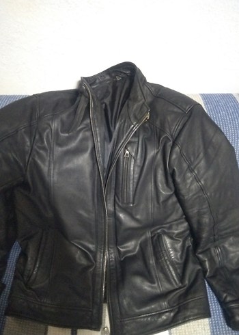 Erkek Siyah Parlak Deri Biker Ceket - Görsel 5