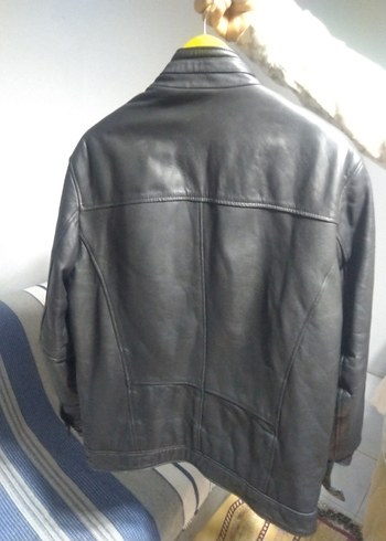 Erkek Siyah Parlak Deri Biker Ceket - Görsel 2