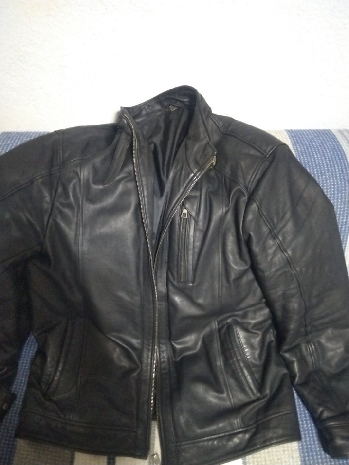 Erkek Siyah Parlak Deri Biker Ceket - Görsel 5