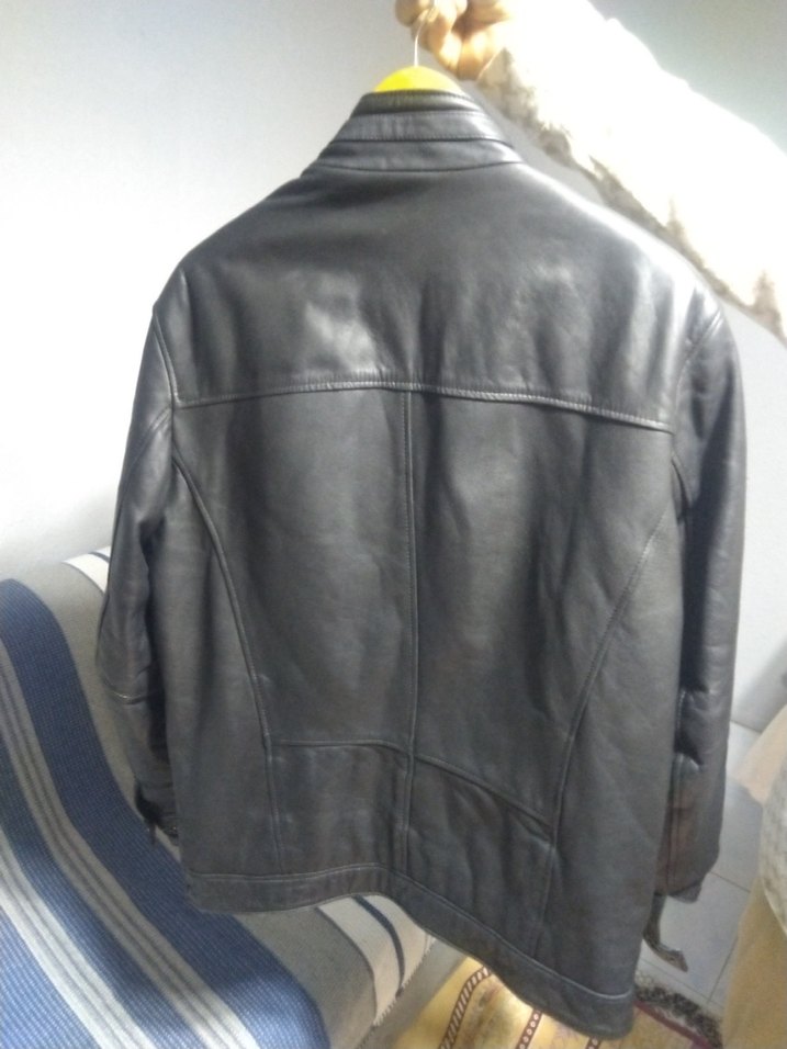 Erkek Siyah Parlak Deri Biker Ceket - Görsel 2