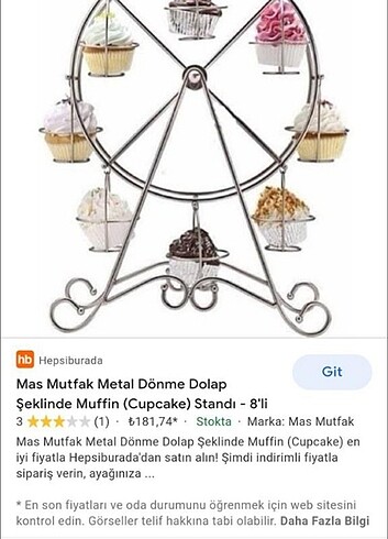 Karaca Cupcake dönme dolap standi
