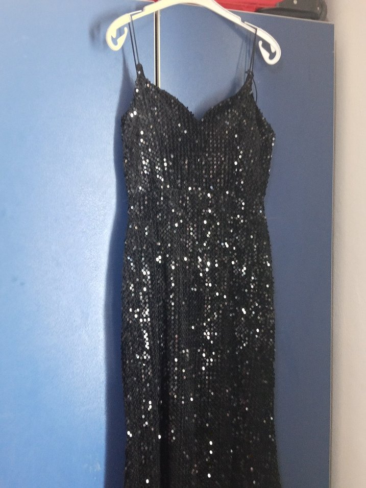 Siyah Payetli Uzun Abiye Elbise - Görsel 2