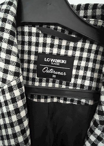 Düğmeli Siyah Ekose Kadın Blazer Ceket - Görsel 5