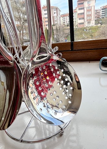 Mor Saplı Parlak Mutfak Gereçleri Seti - Görsel 7