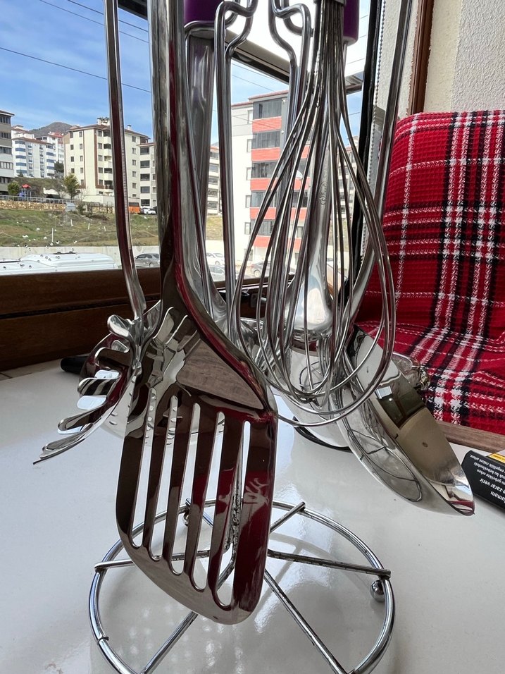 Mor Saplı Parlak Mutfak Gereçleri Seti - Görsel 4