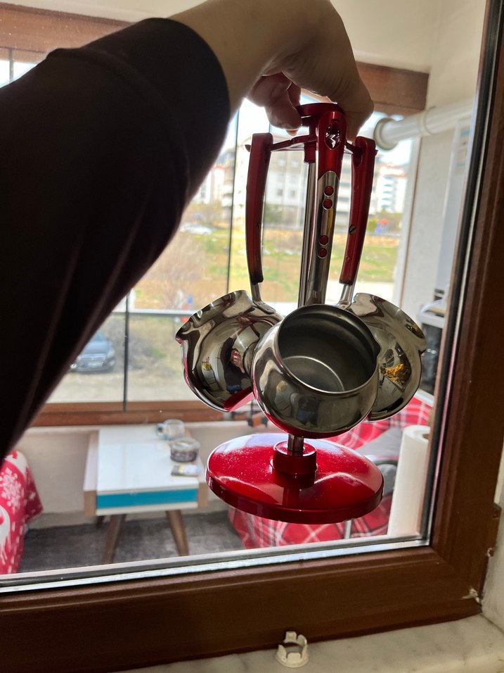 Kırmızı Standlı 6 Parça Paslanmaz Çelik Kepçe Seti - Görsel 4