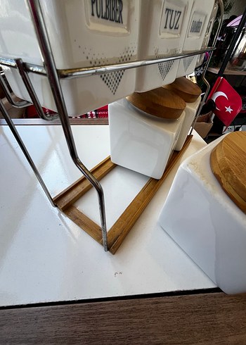 Bambu Kapaklı Beyaz Baharatlık Seti - Görsel 7