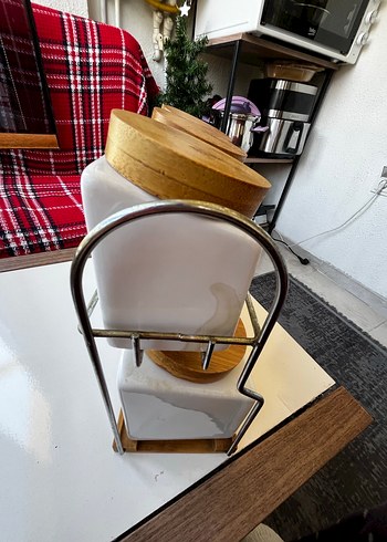 Bambu Kapaklı Beyaz Baharatlık Seti - Görsel 6