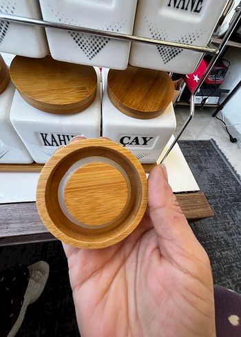 Bambu Kapaklı Beyaz Baharatlık Seti - Görsel 5