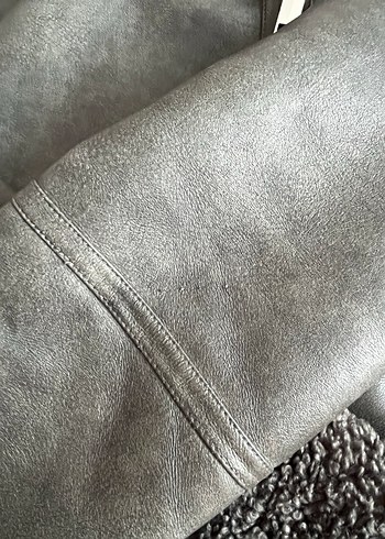 Gri Kürklü Deri Biker Ceket - Görsel 5