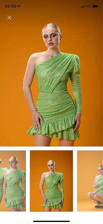 xs Beden Gira offical yeşil mini elbise