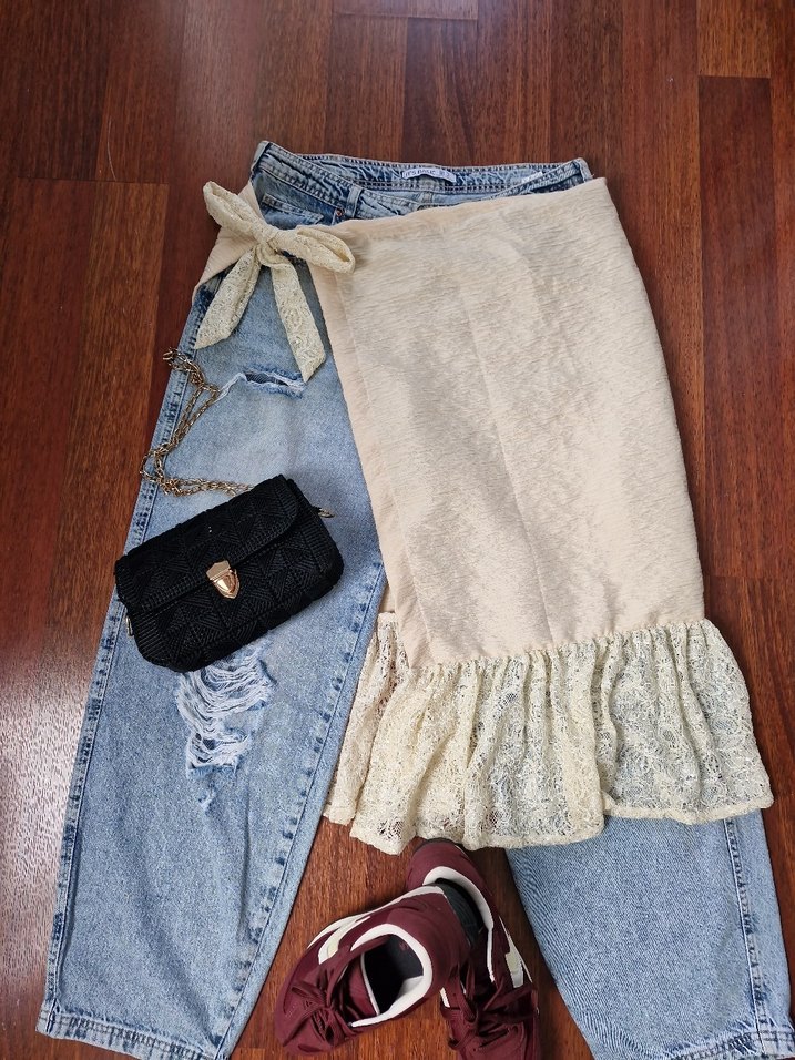 krem bershka stil bohem kore etek - Görsel 2