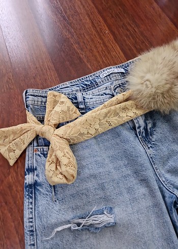 Kadın Bej Kürklü sari bohem aksesuar - Görsel 4