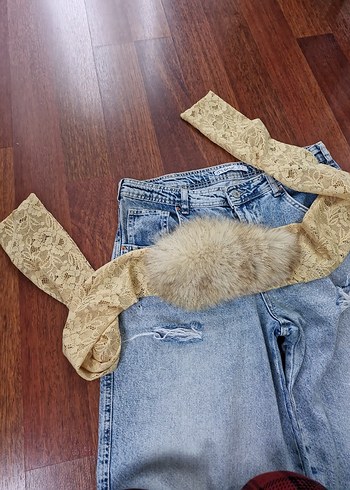 Kadın Bej Kürklü sari bohem aksesuar - Görsel 5