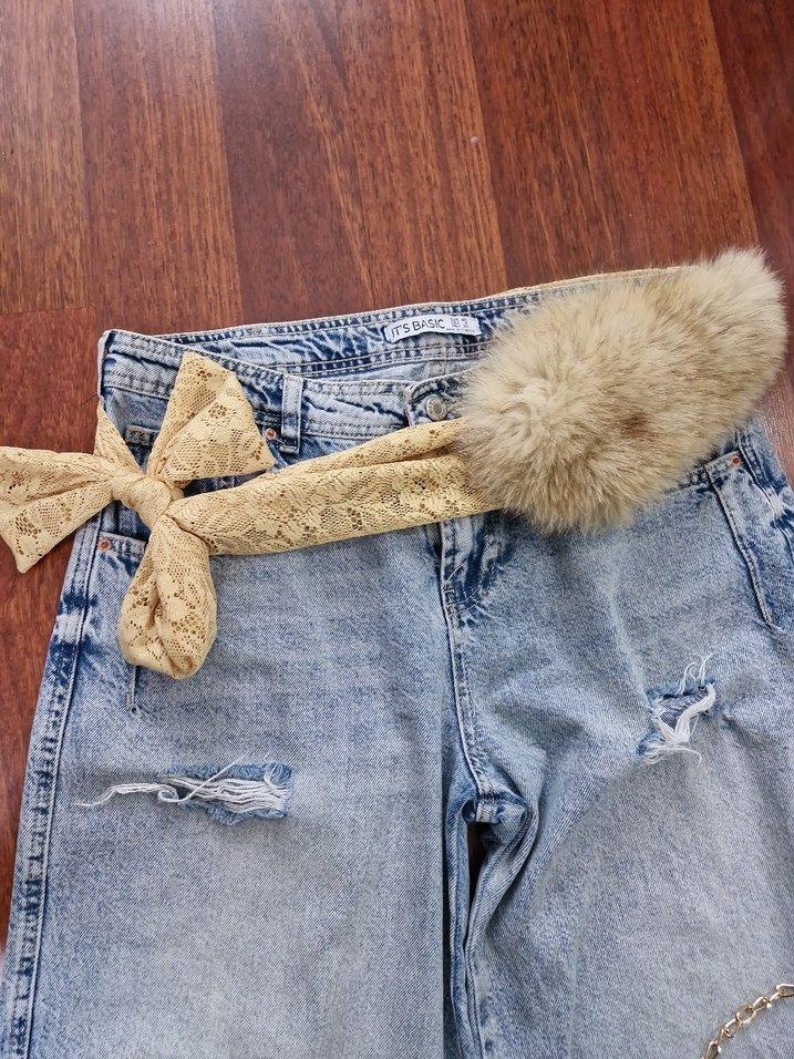 Kadın Bej Kürklü sari bohem aksesuar - Görsel 2