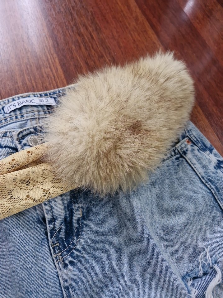 Kadın Bej Kürklü sari bohem aksesuar - Görsel 3