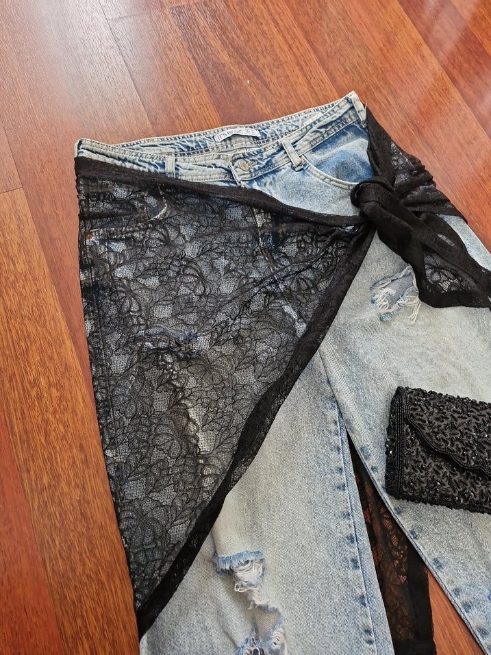 Dantelli Siyah Bağlama bohem aksesuar - Görsel 5