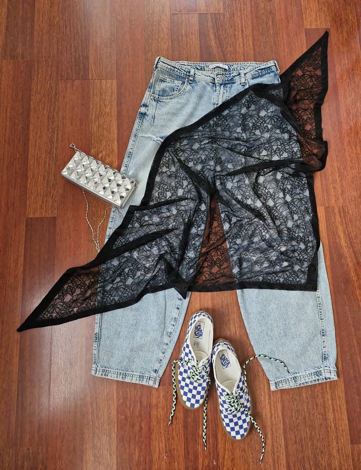 Dantelli Siyah Bağlama bohem aksesuar - Görsel 2