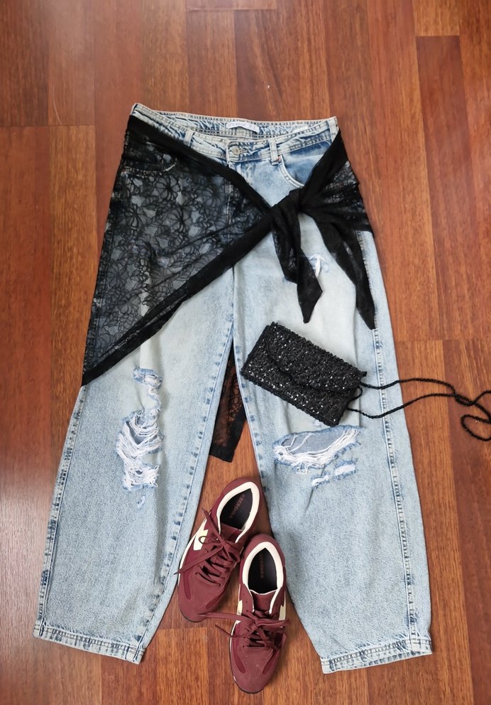 Dantelli Siyah Bağlama bohem aksesuar - Görsel 3