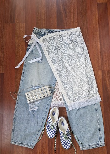 Dantel Detaylı bershka stil bohem kore etek - Görsel 2