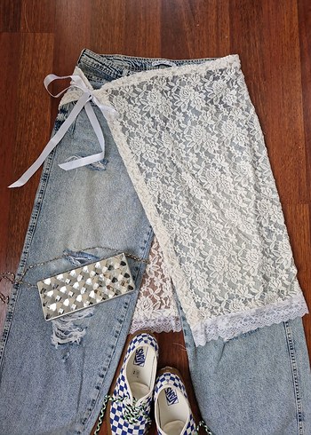 Dantel Detaylı bershka stil bohem kore etek - Görsel 3