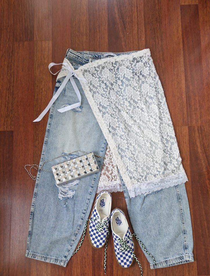 Dantel Detaylı bershka stil bohem kore etek - Görsel 2