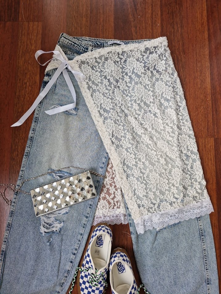 Dantel Detaylı bershka stil bohem kore etek - Görsel 3