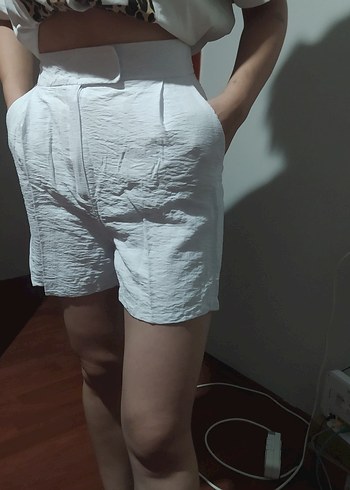 38 Beden beyaz Renk Yeni Beyaz Yüksek Bel 36 38 beden Mini Keten Şort