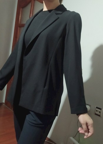 Düğmeli Siyah Kadın Blazer Ceket