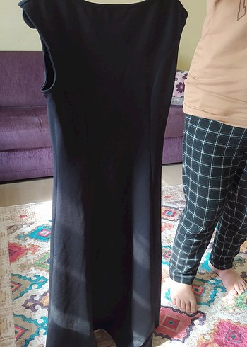 Kadın Siyah V Yaka Kolsuz Elbise - Görsel 3