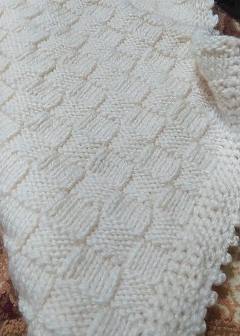 krem Örgü bebek Battaniyesi - Görsel 3