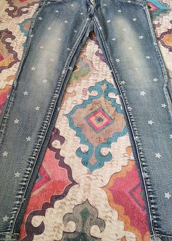 Payetli Nakışlı Gri Kadın Kot Pantolon - Görsel 2