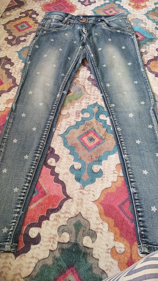 Payetli Nakışlı Gri Kadın Kot Pantolon - Görsel 2