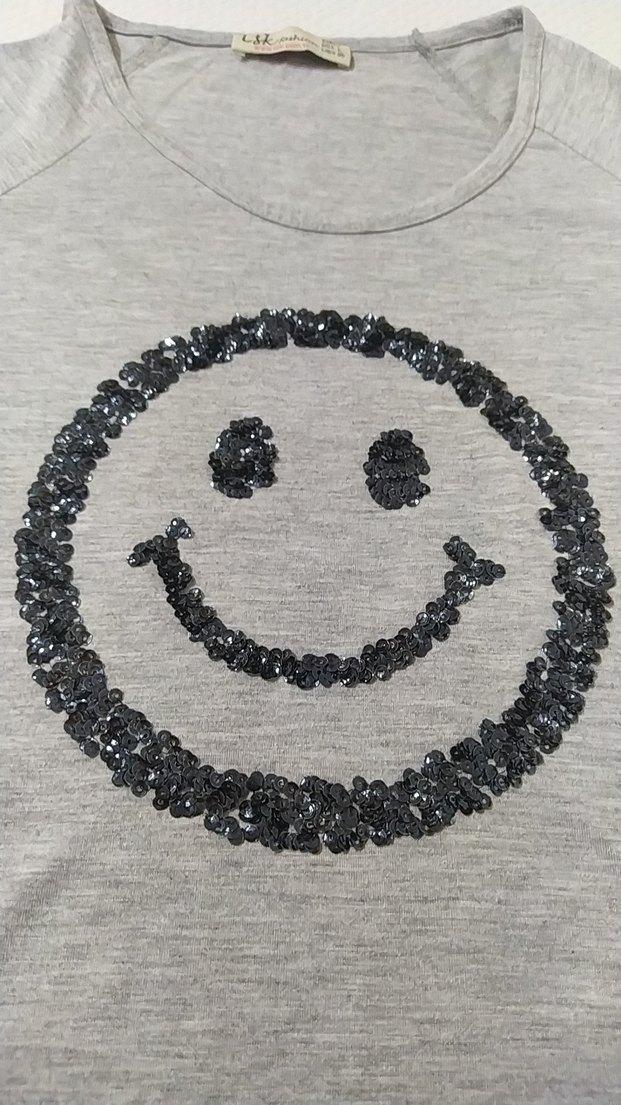 Kız Çocuk Gri Payetli Tişört - Görsel 2